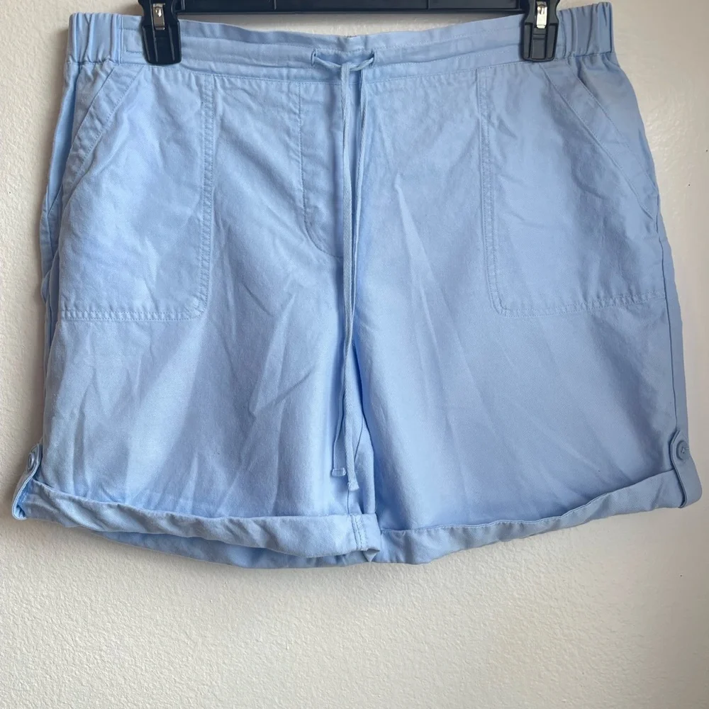 Kim Rogers Light Blue Drawstring Casual Shorts Size‎ L